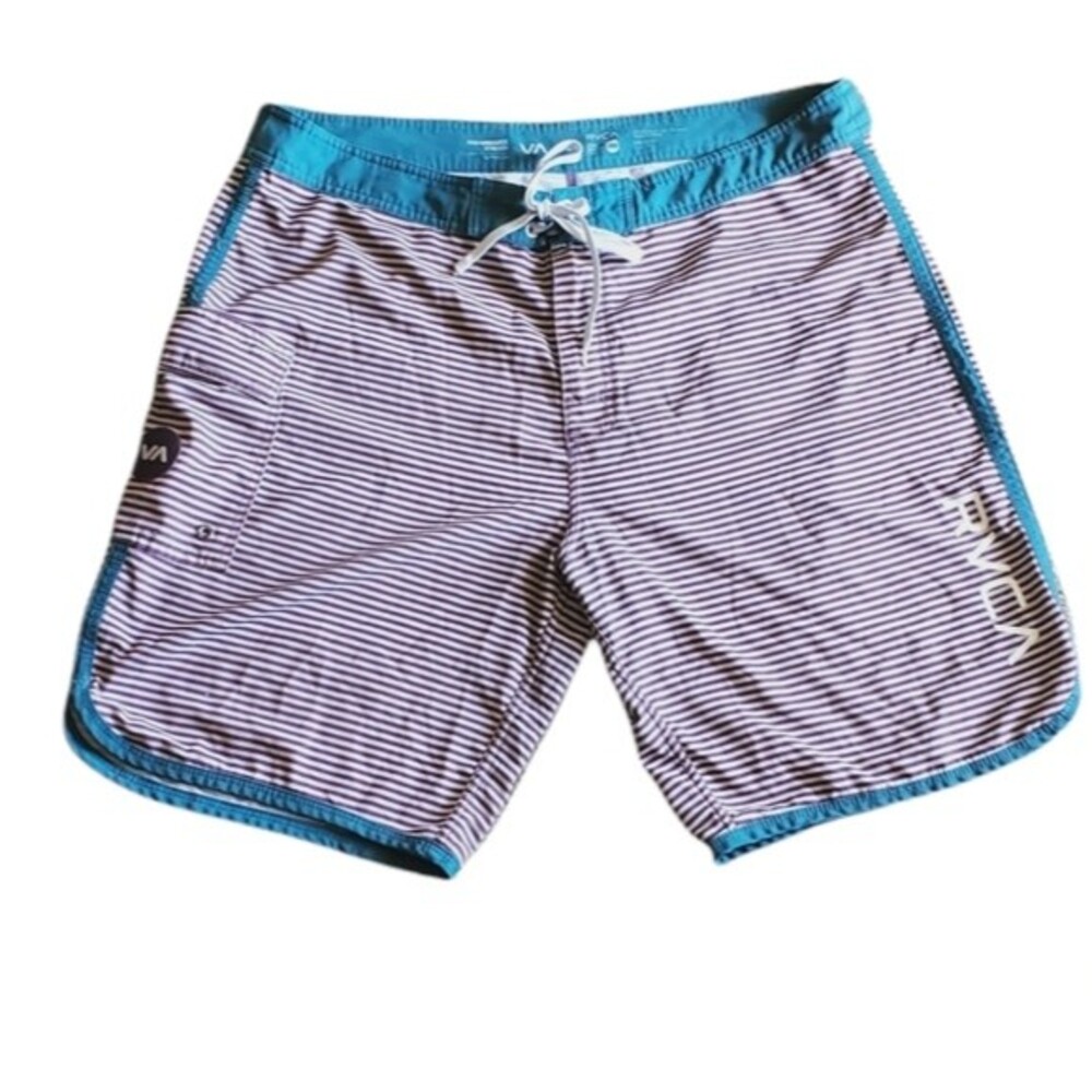 Mens RVCA Performance Stretch Purple Striped Boardshorts size 38